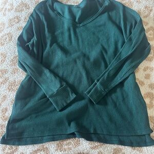 American Eagle Outfitters Dark Green Ribbed Long Sleeve Top